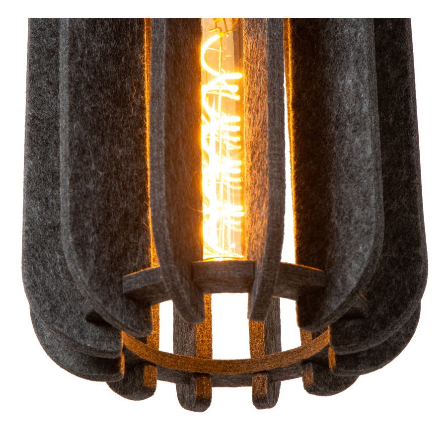 Détail du bas de la cage, anneau de maintien et filament lumineux