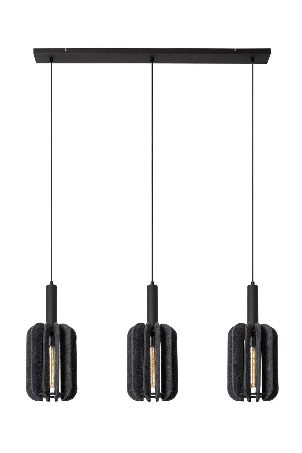Suspension Rafal 3 lumières grise et noire, L 98 cm