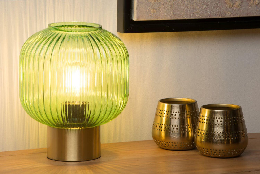 Lampe à poser Maloto verte et dorée mat, verre