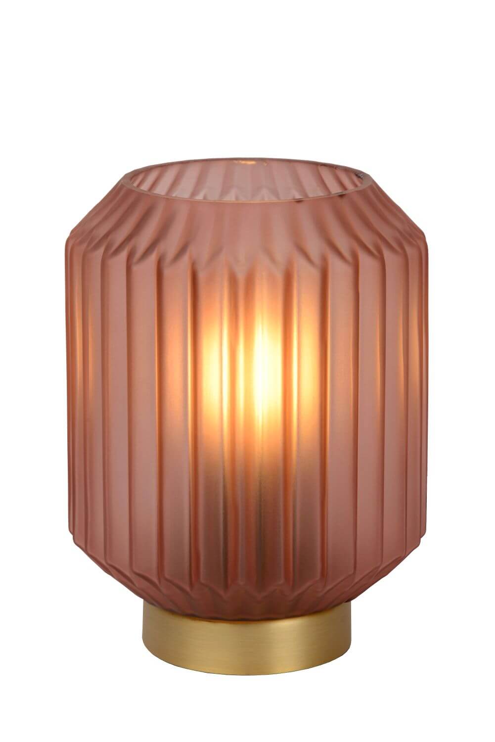 Lampe à poser Sueno rose et dorée mat, verre