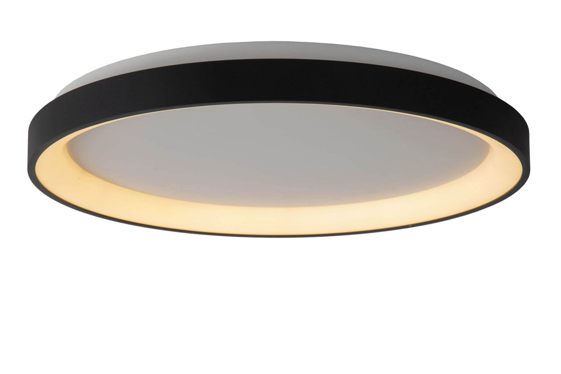 Plafonnier Vidal noir et opale, Ø 48 cm