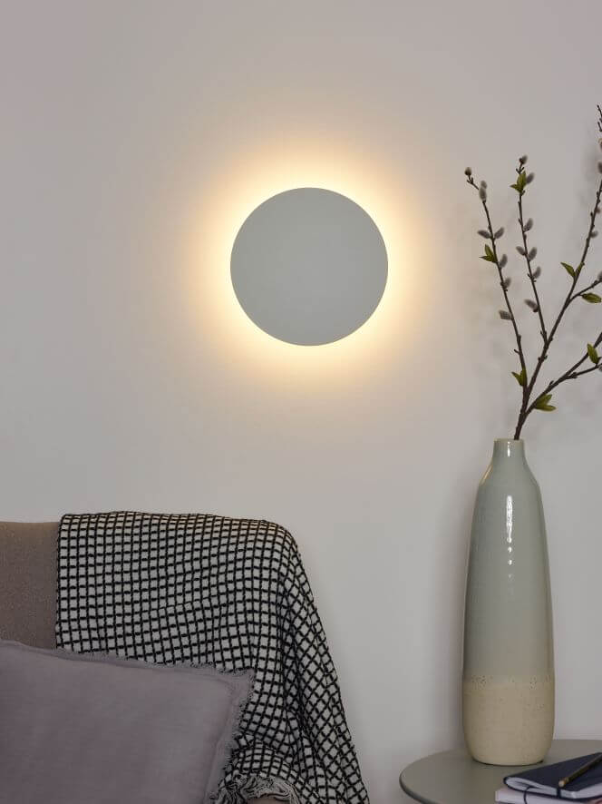Applique murale Eklyps blanche, Ø 25 cm