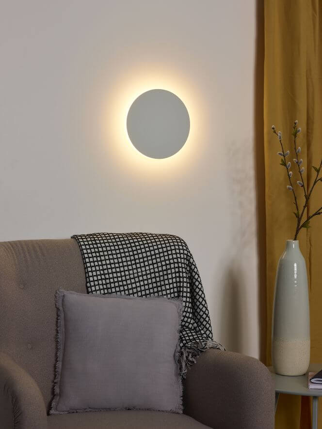 Applique murale Eklyps blanche, Ø 25 cm