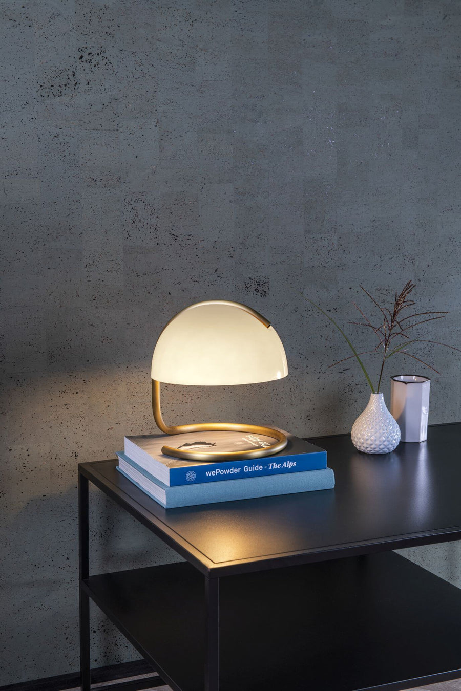 Lampe à poser Cato blanche et dorée mat, verre