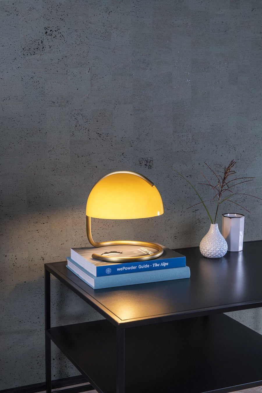 Lampe à poser Cato orange et dorée mat, verre