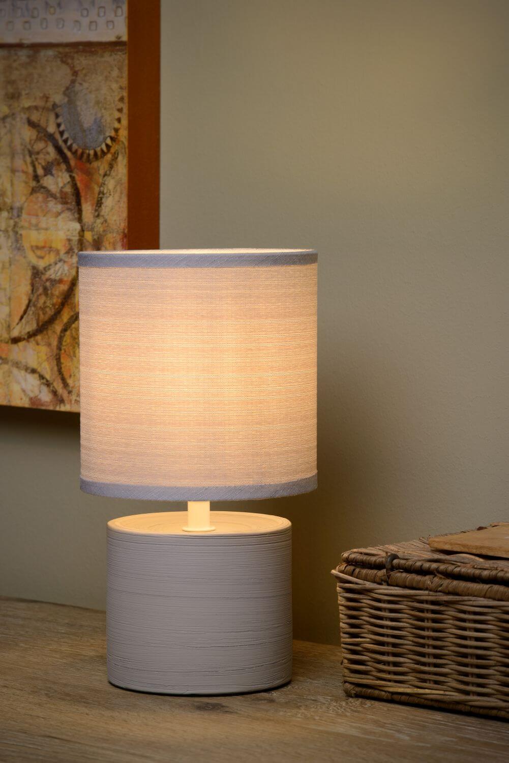 Lampe à poser Greasby grise, coton