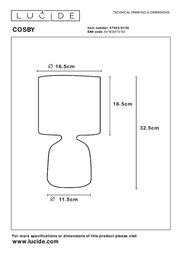 Lampe à poser Cosby grise, coton
