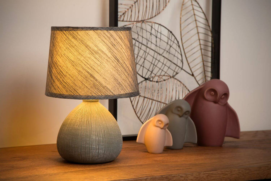 Lampe à poser Ramzi grise, coton