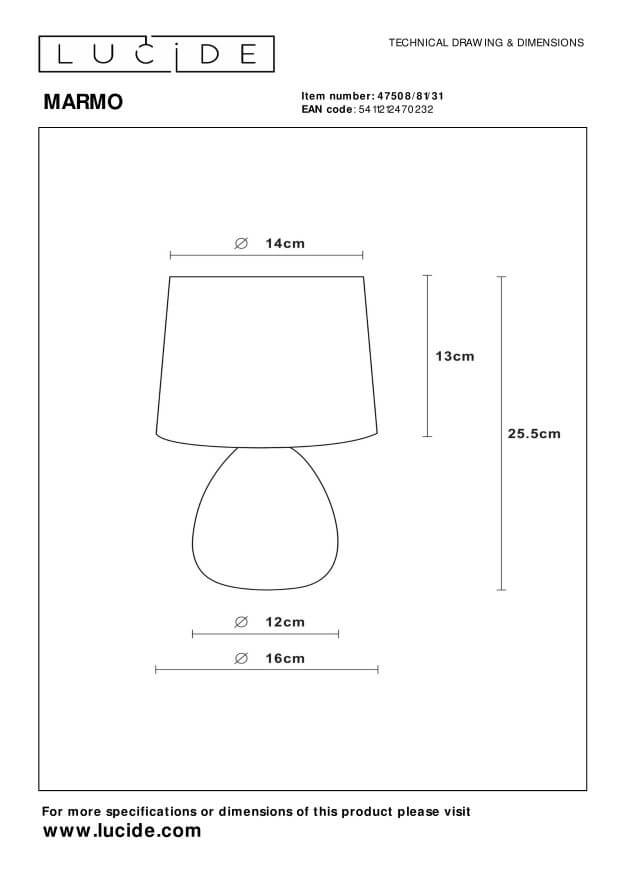 Lampe à poser Marmo blanche, lin