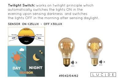 Ampoule LED E27 standard à filament ambrée, 4 W | Lucide