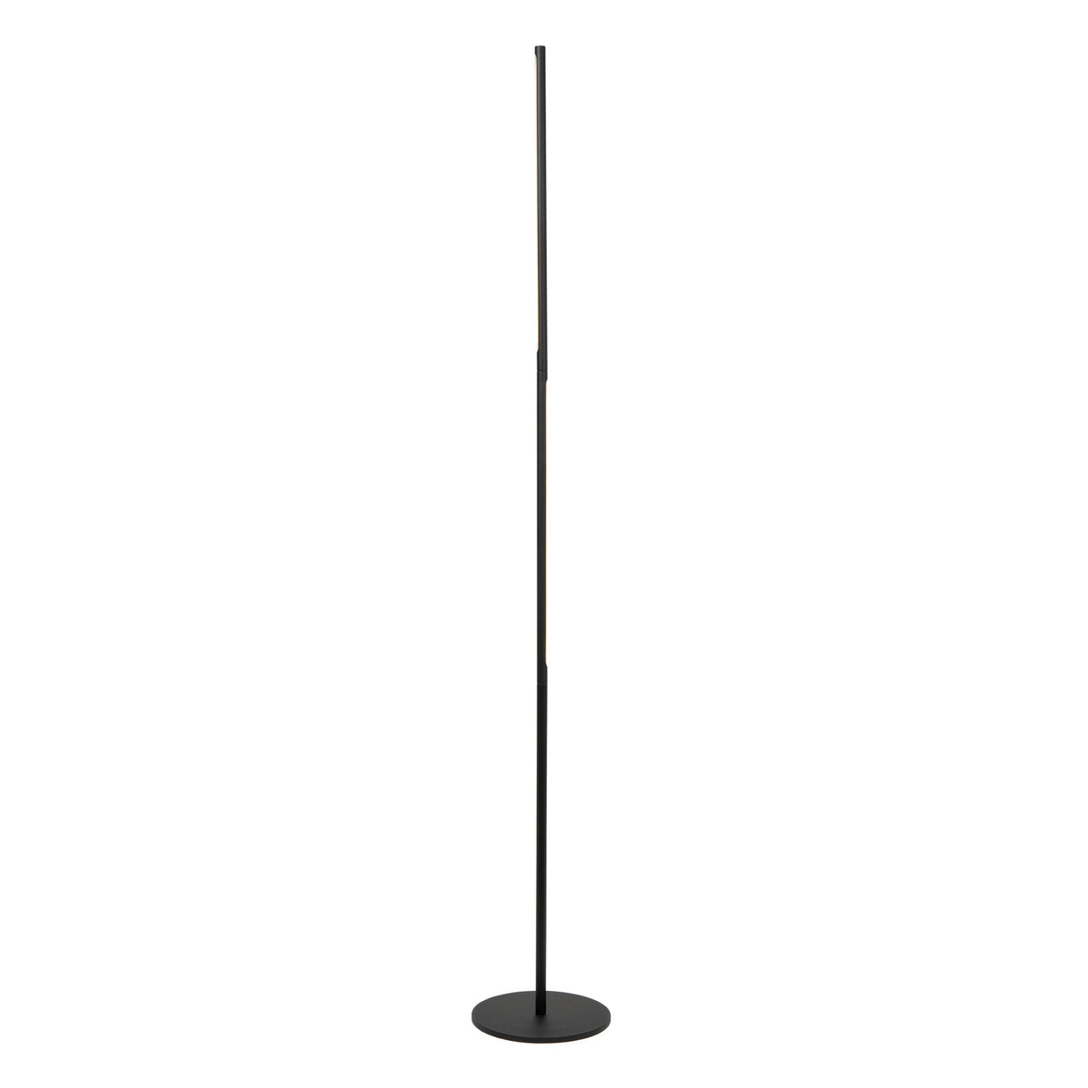 Lampadaire éteint de profil, silhouette très fine sur toute sa hauteur.