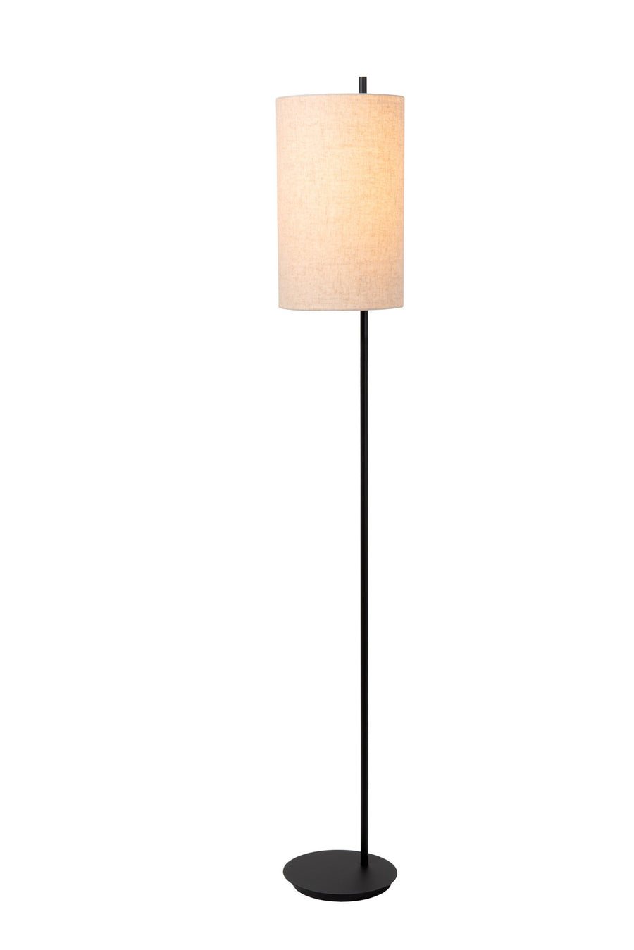Vue de face du lampadaire, mettant en valeur la finesse du pied noir.