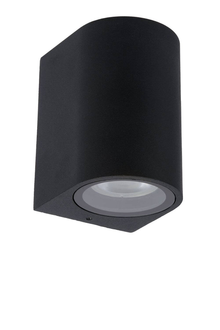 Vue trois quarts arrière montrant la coque noire mate et la lentille éteinte