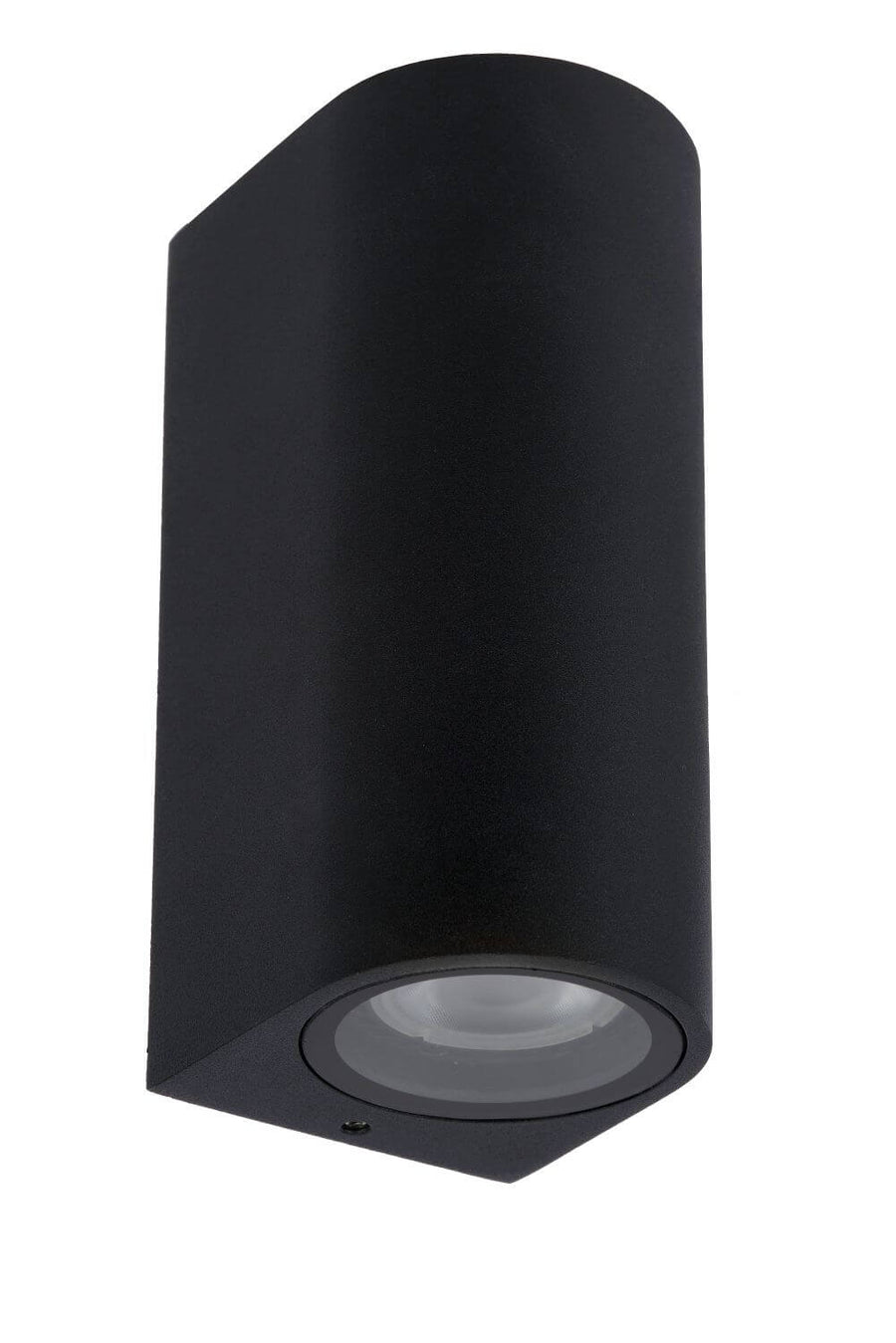 Autre angle sur fond blanc, boîtier noir arrondi et sortie de lumière basse