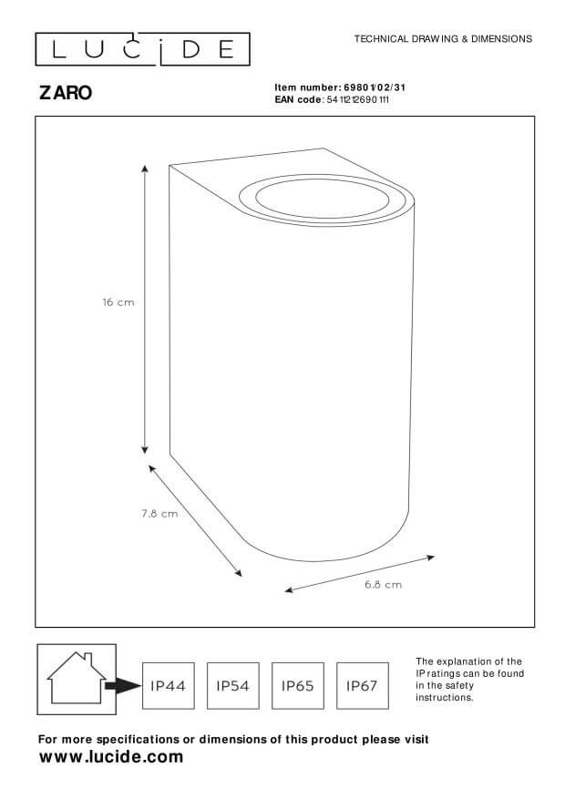 Applique extérieure Zaro 2 lumières blanche (69801/02/31)