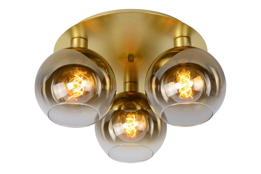 Plafonnier Marius 3 lumières doré mat, verre