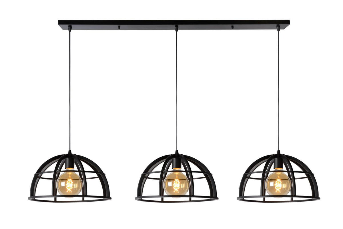 Suspension Dikra 3 lumières noire