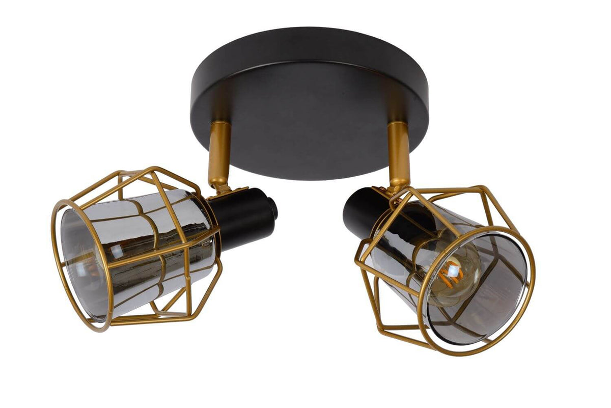 Plafonnier Nila 2 lumières noir et fumé
