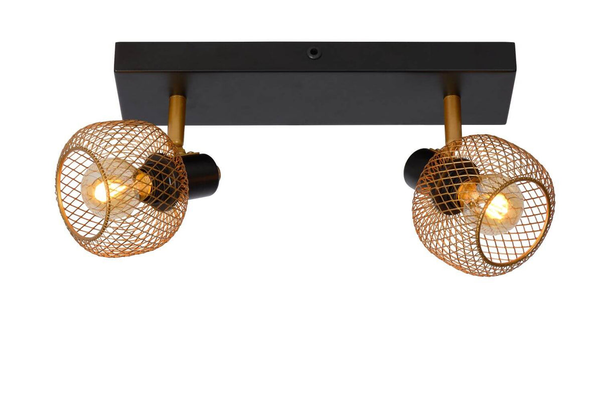 Plafonnier Maren 2 lumières doré mat et noir