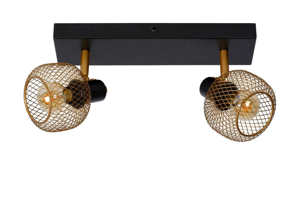 Plafonnier Maren 2 lumières doré mat et noir