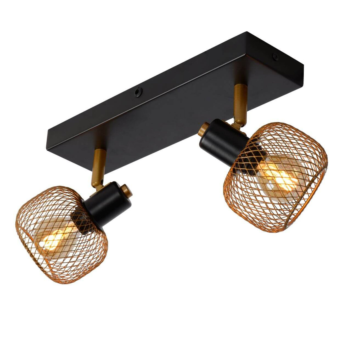 Plafonnier Maren 2 lumières doré mat et noir