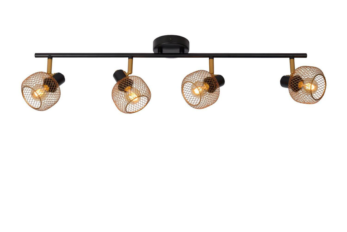 Plafonnier Maren 4 lumières doré mat et noir