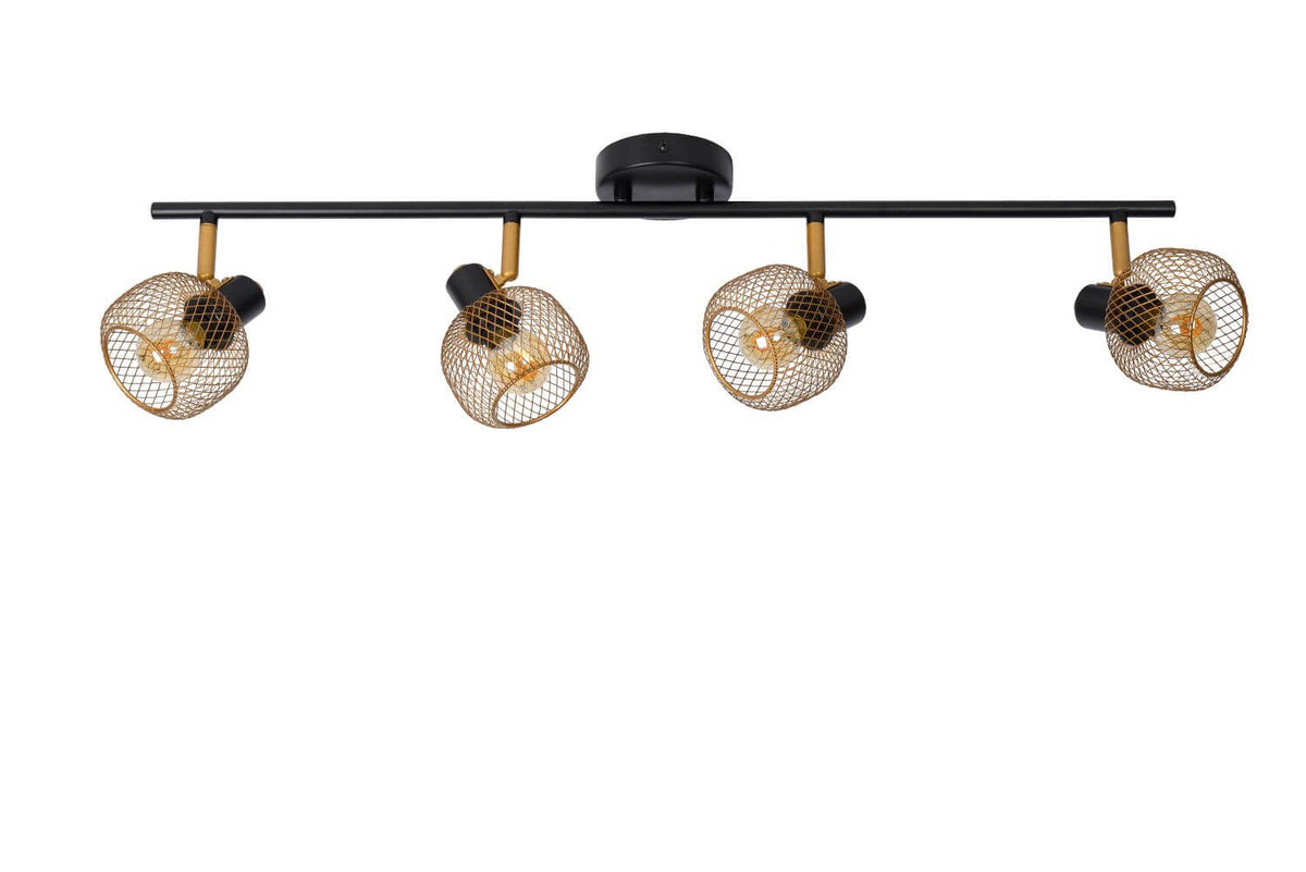 Plafonnier Maren 4 lumières doré mat et noir