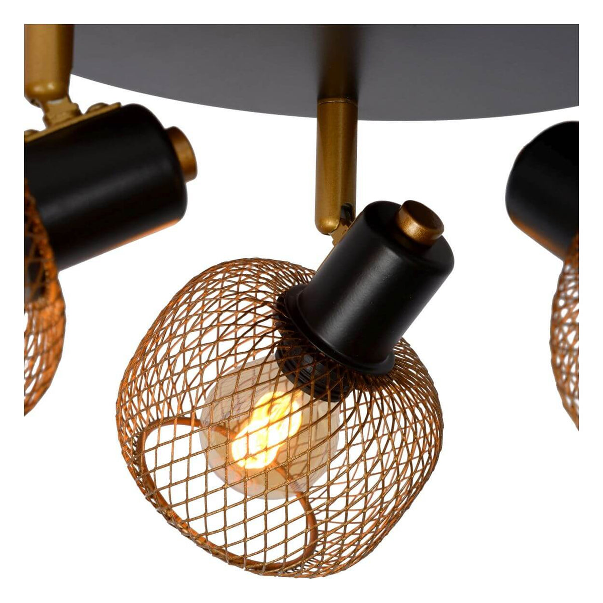 Plafonnier Maren 3 lumières doré mat et noir