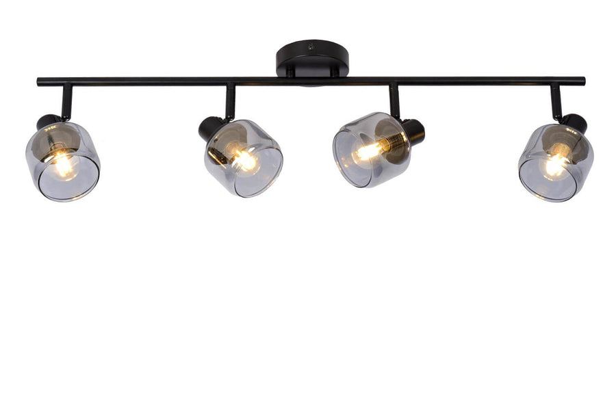 Produit de face sur fond blanc, barre noire et quatre verres orientables fumés