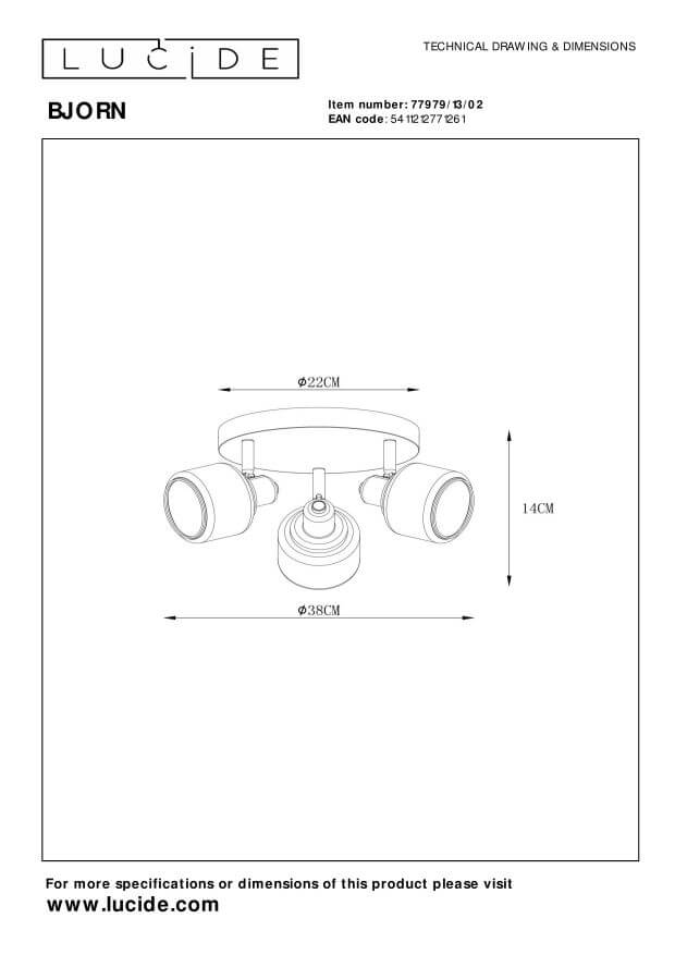 Plafonnier Bjorn 3 lumières doré mat, verre