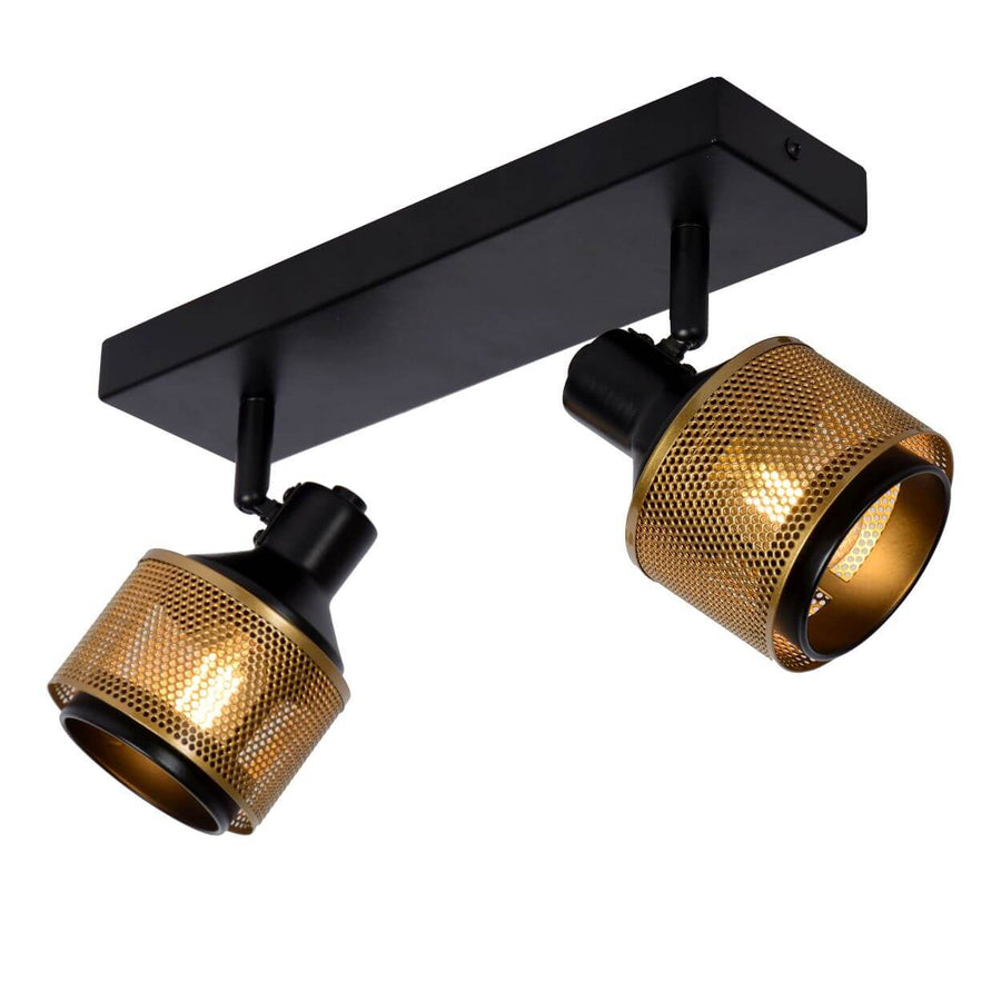 Produit isolé sur fond blanc montrant les deux spots et leur grille dorée
