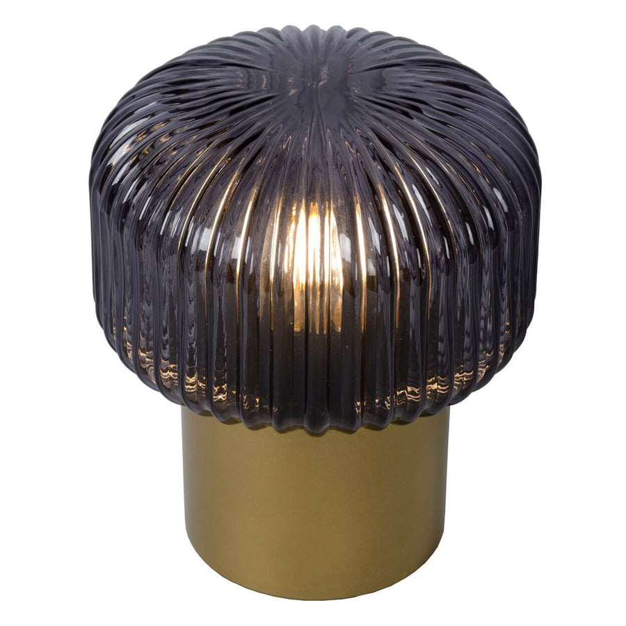 Lampe à poser Jany dorée mat et fumée, verre
