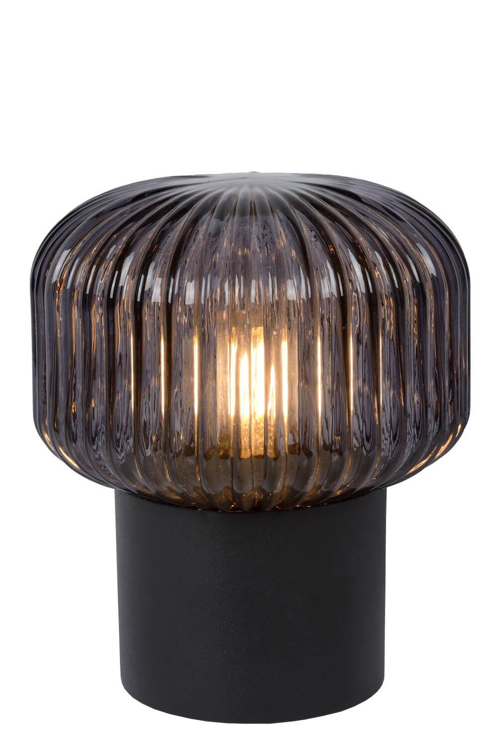 Lampe à poser Jany noire et fumée, verre