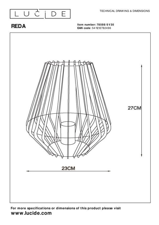 Lampe à poser Reda noire, H 27 cm