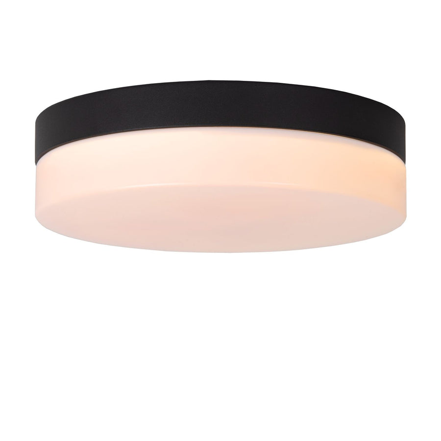 Plafonnier Biskit noir et opale, Ø 23 cm
