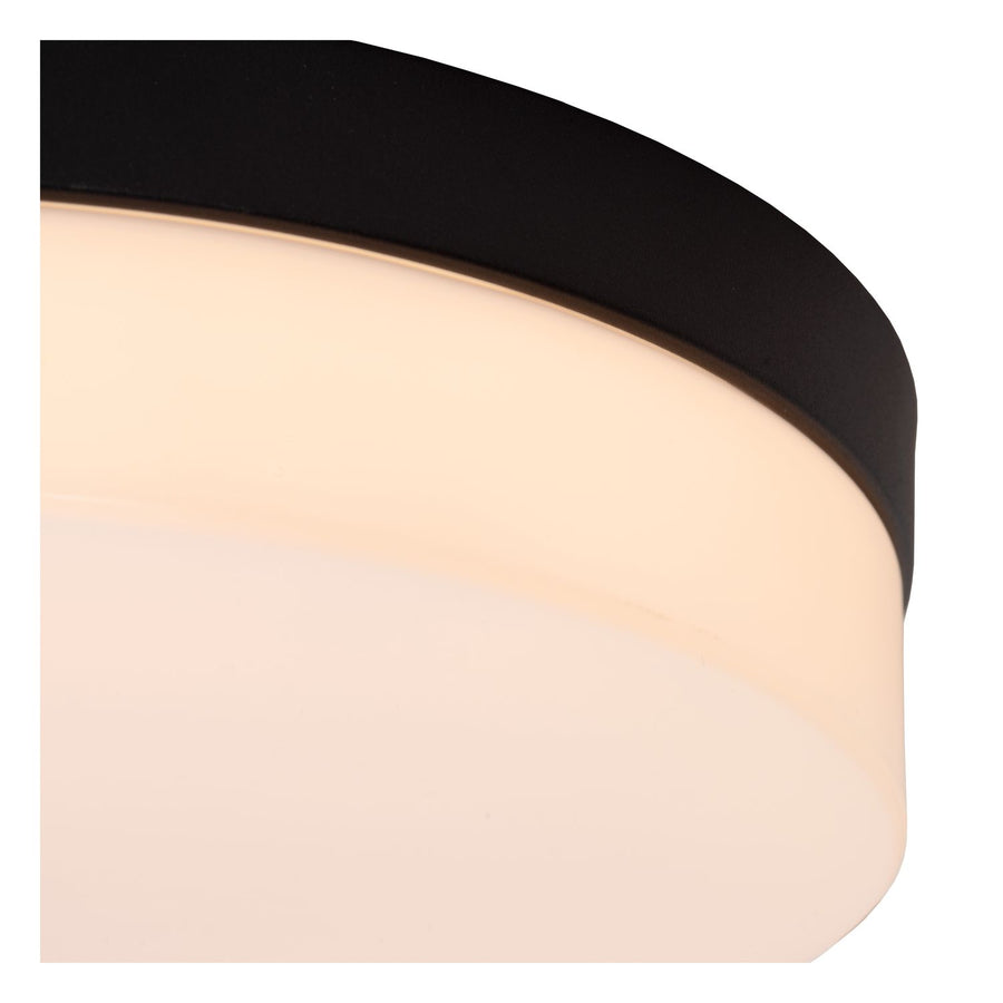 Plafonnier Biskit noir et opale, Ø 23 cm