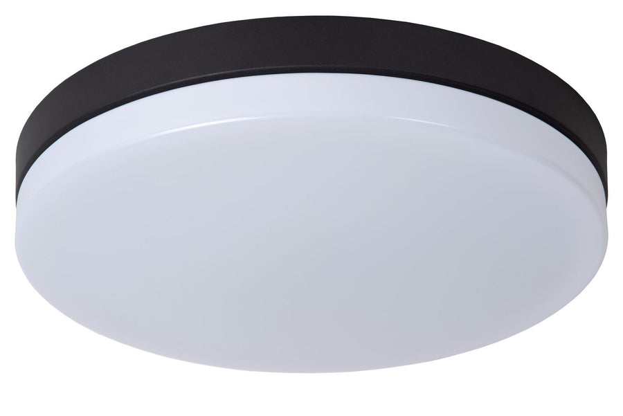 Plafonnier Biskit noir et opale, Ø 40 cm