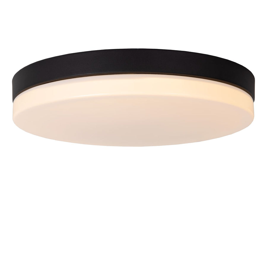 Plafonnier Biskit noir et opale, Ø 40 cm
