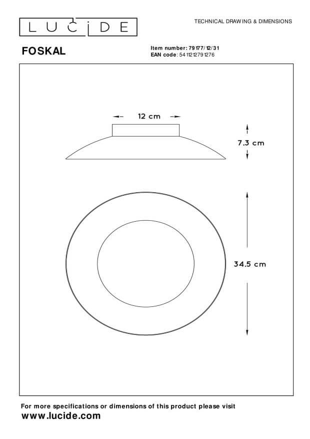 Plafonnier Foskal blanc, Ø 34,5 cm