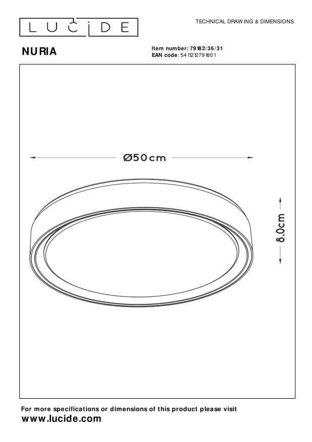 Plafonnier Nuria blanc, Ø 50 cm