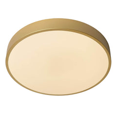 Plafonnier Unar doré mat et opale, Ø 39,5 cm