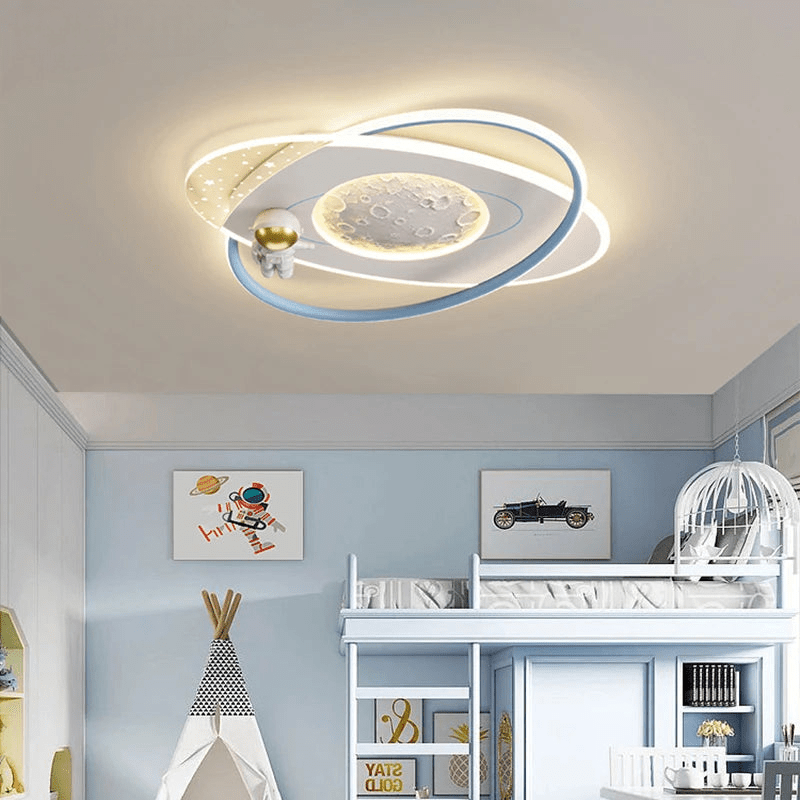 Luminaire Chambre Enfant Astronautes | Oris - Designix Plafonnier Ovale 3 couleurs Interrupteur