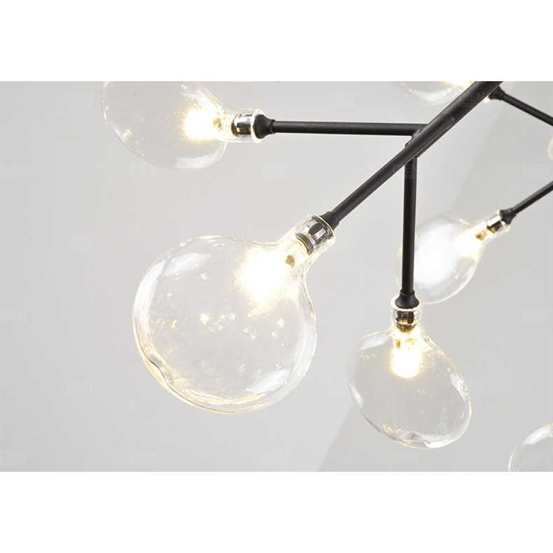 Luminaire Contemporain Noir | Éclat Sombre - Designix Lustre 9 Têtes | 42x53cm