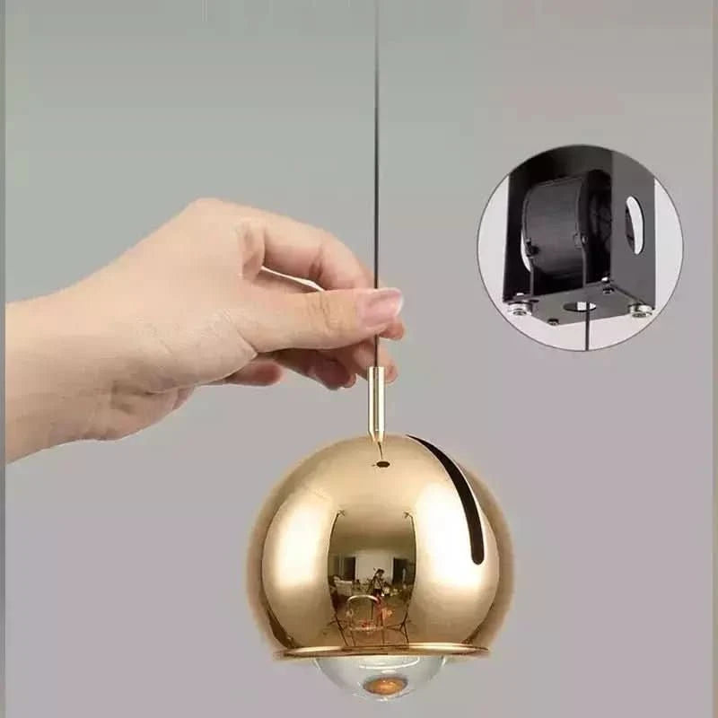 Luminaire Suspension Boule Réglable | Éclat Moderne - Designix Suspension luminaire Marron | Socle Rond Tactile