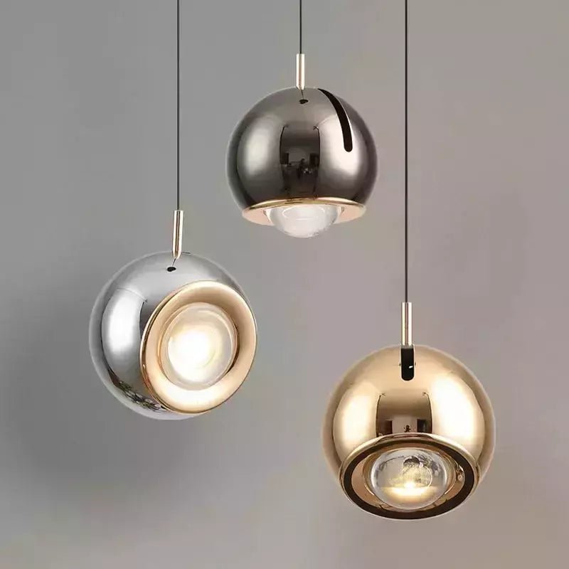 Luminaire Suspension Boule Réglable | Éclat Moderne - Designix Suspension luminaire Marron | Socle Rond Tactile