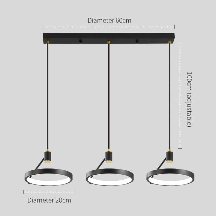 Luminaire Suspension Design | Magie Lumineuse - Designix Suspension luminaire 3 Anneaux | Rectangle