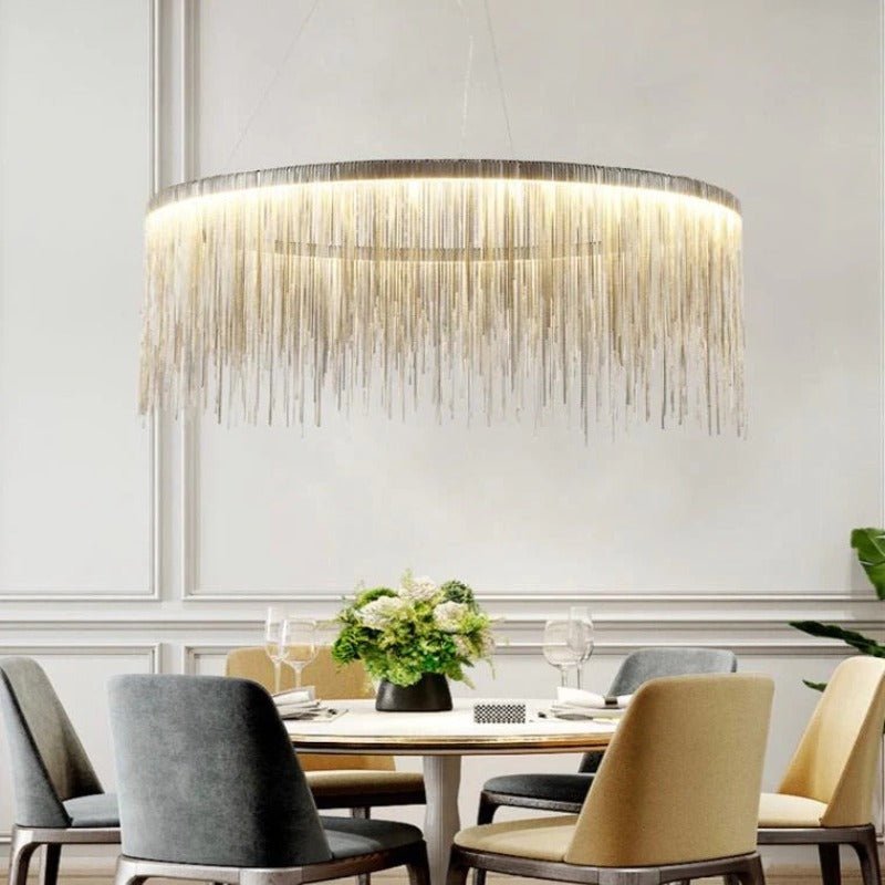 Lustre Argenté Rond | Iano - Designix Lustre Argent 60 cm