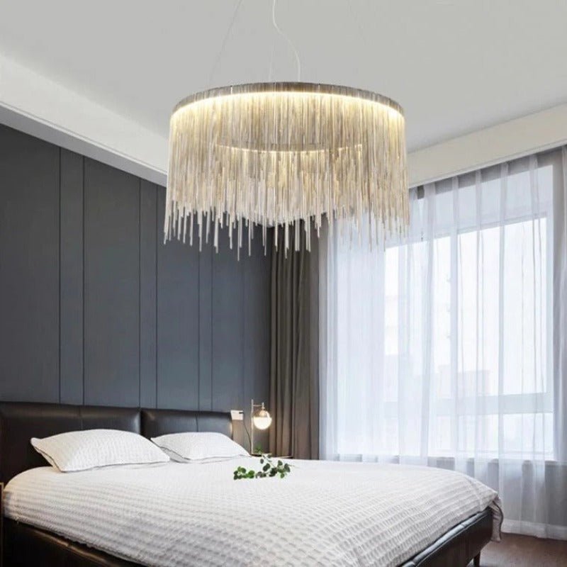 Lustre Argenté Rond | Iano - Designix Lustre Argent 80 cm