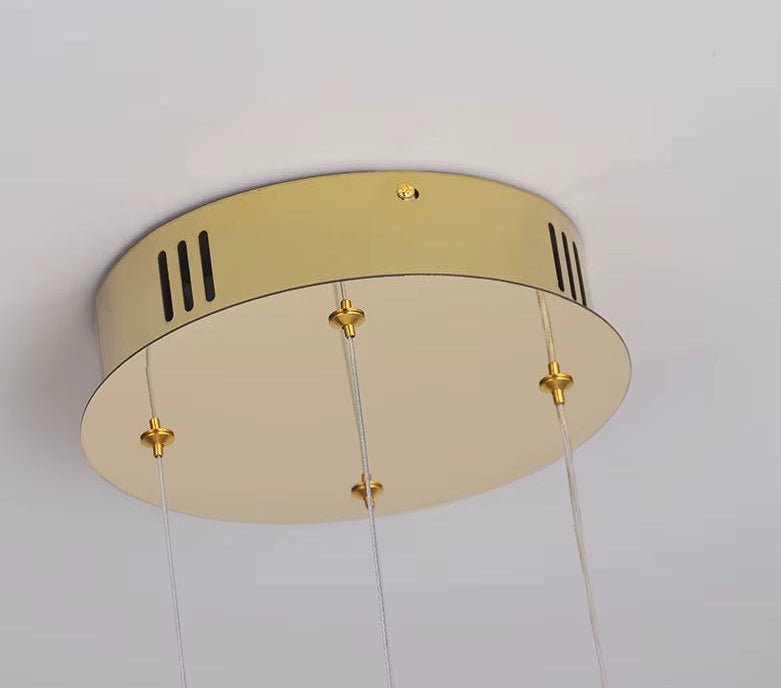 Lustre Art Déco Moderniste YALO - Design Spirale Chrome Doré LED - Designix Lustre Or 80 cm