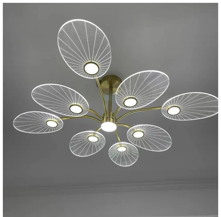 Lustre Blanc Doré | Aira - Designix Lustre Or 10 Feuilles